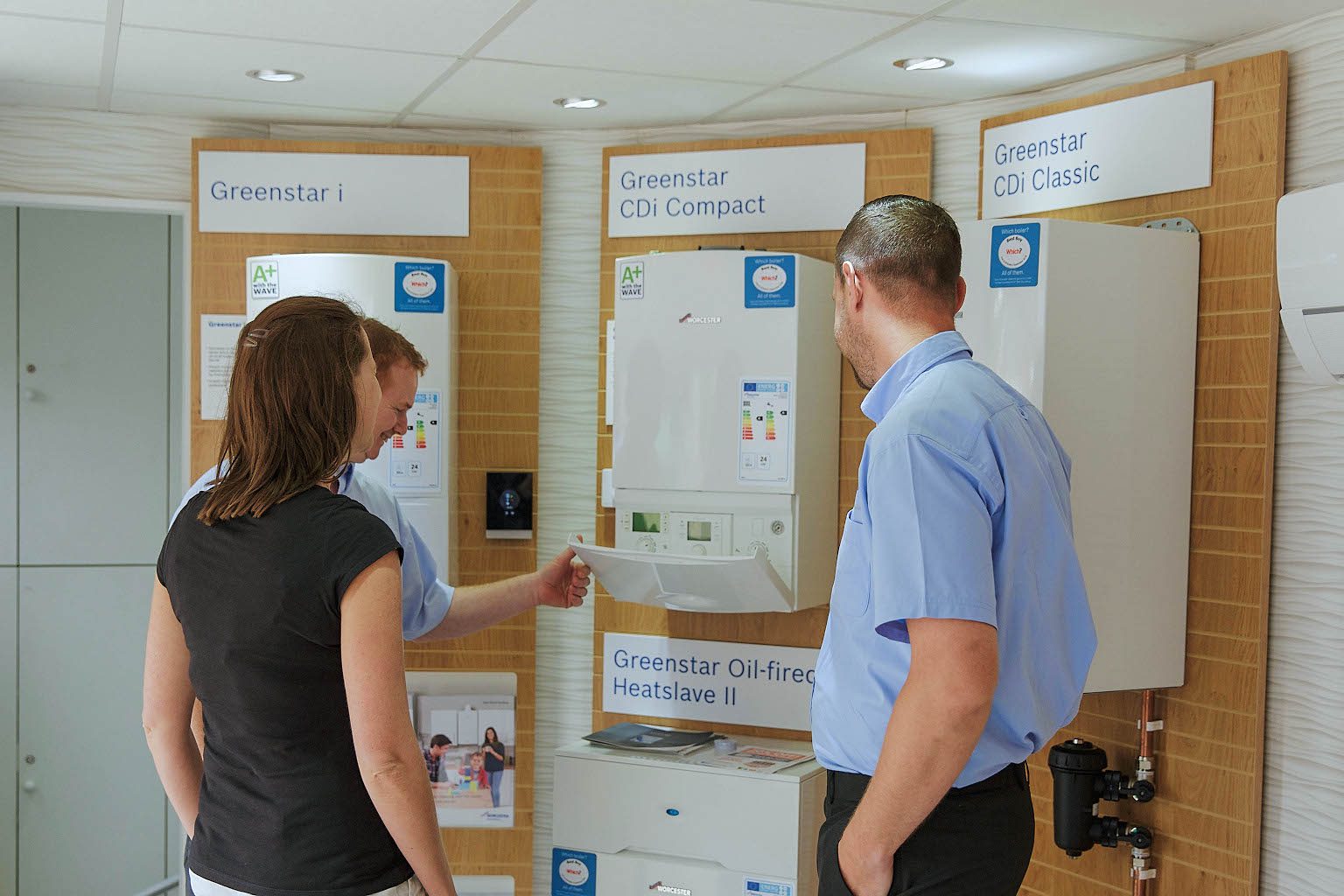 people checking boilers